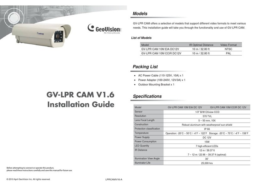 GeoVision GV-LPR CAM 10M EIA DC12V User manual