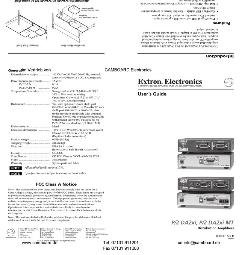 Extron electronics Extron P/2 DA2xi user guide