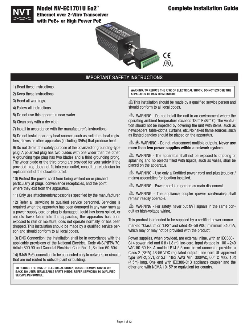 NVT NV-EC1701U Eo2 Complete installation guide