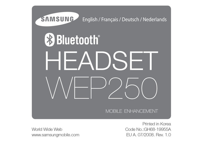 Samsung WEP250 - WEP 250 Bluetooth Headset manual Samsung WEP250 - WEP 250 Bluetooth Headset manual