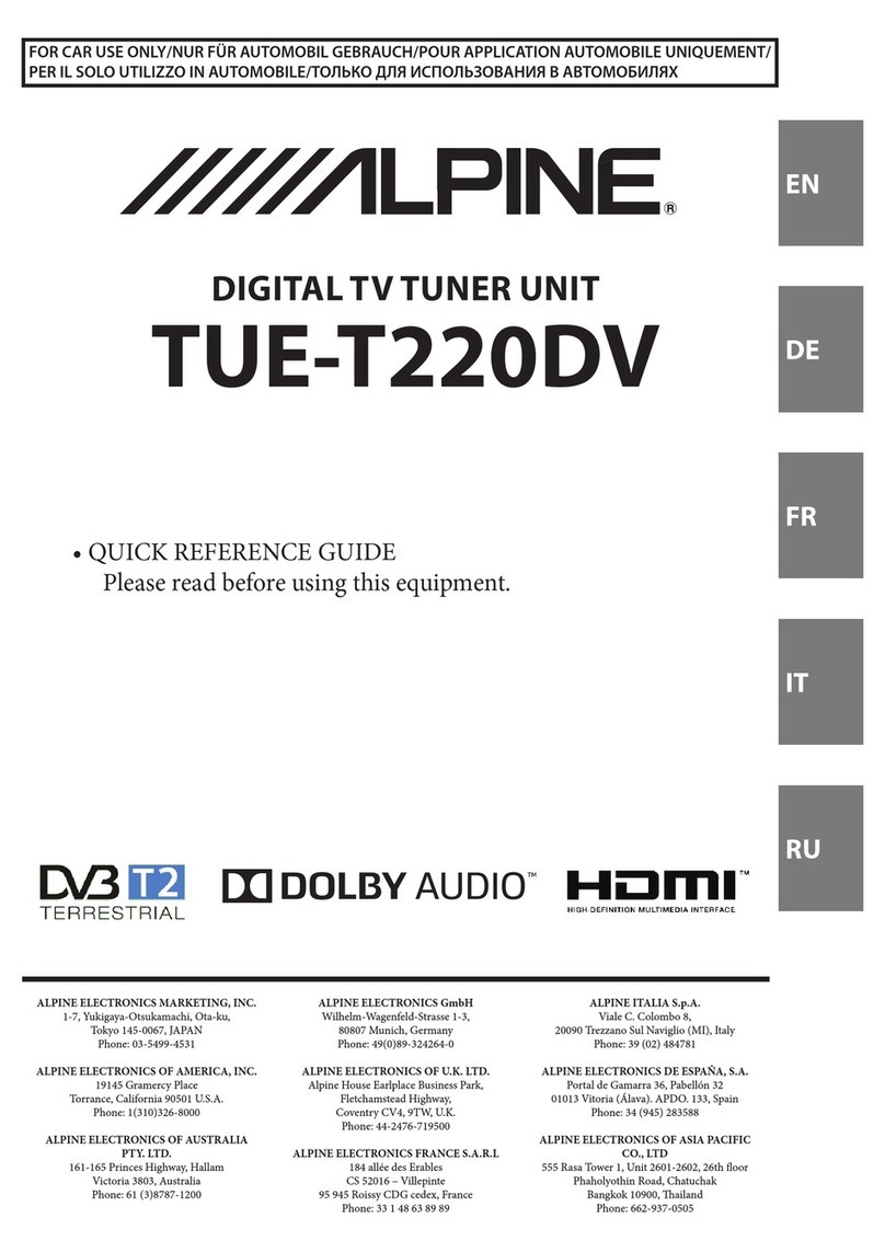 Alpine TUE-T220DV Quick reference guide
