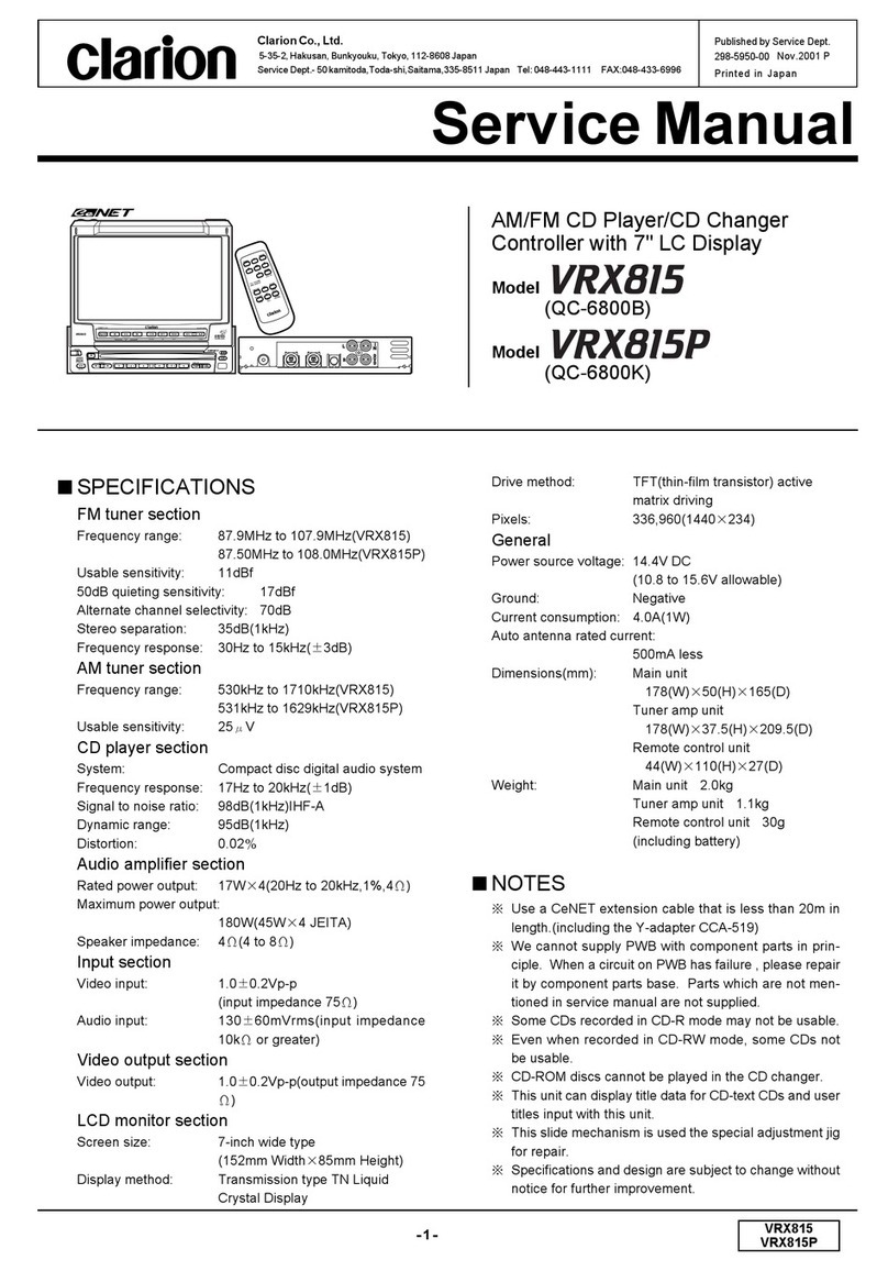 Clarion VRX815 Service manual