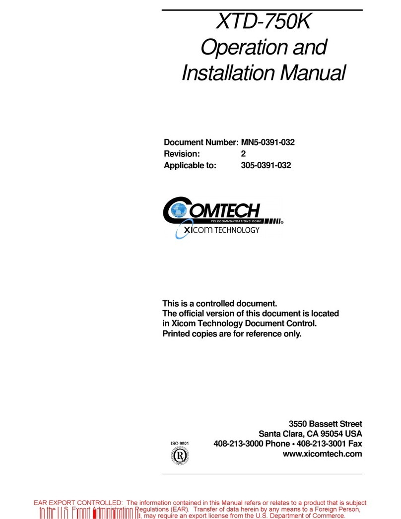 Comtech Xicom Technology XTD-750K Specification sheet
