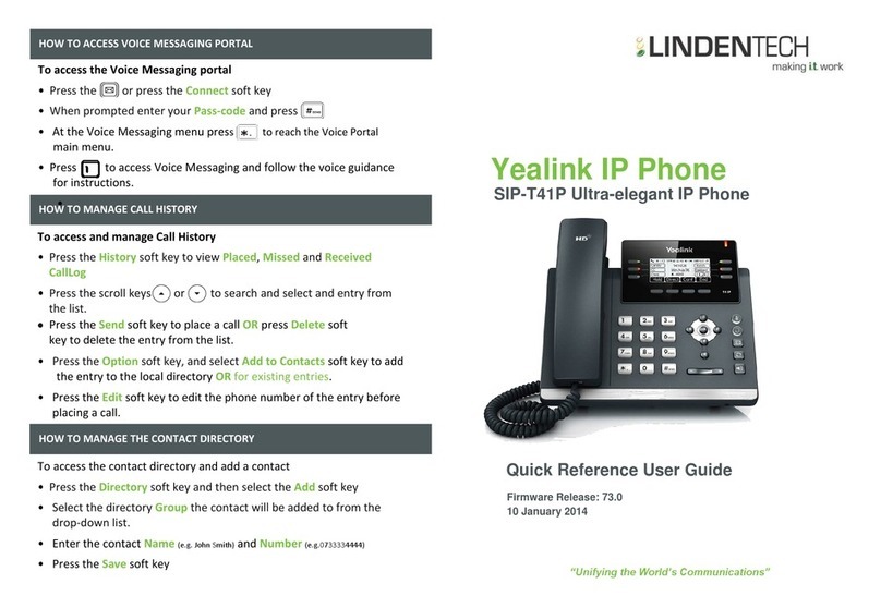 Linden Tech SIP-T41P Quick reference user guide
