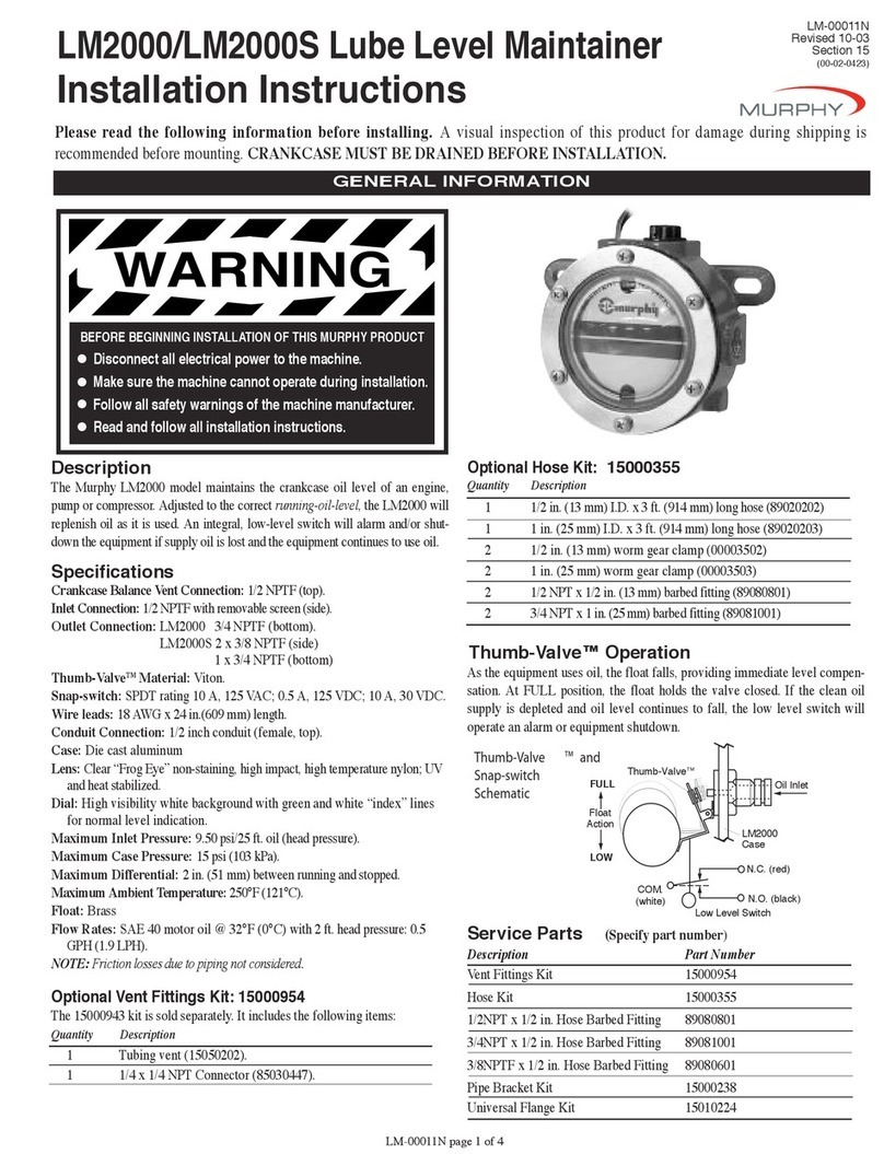 Murphy Lube Level Maintainer LM2000 installation instructions