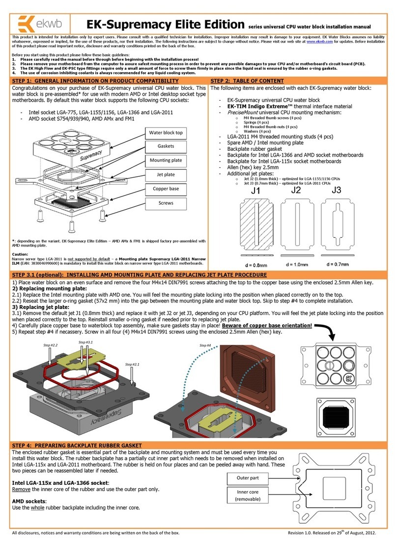 ekwb EK-Supremacy Elite Edition series User manual
