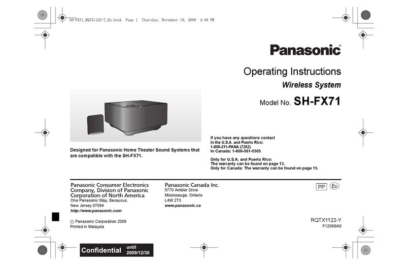 Panasonic SHFX71 - WIRELESS SYSTEM User manual