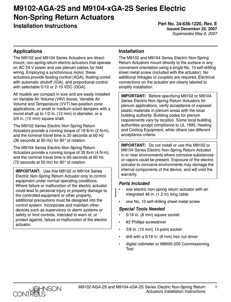 Johnson Controls M9102-AGA-2S User manual