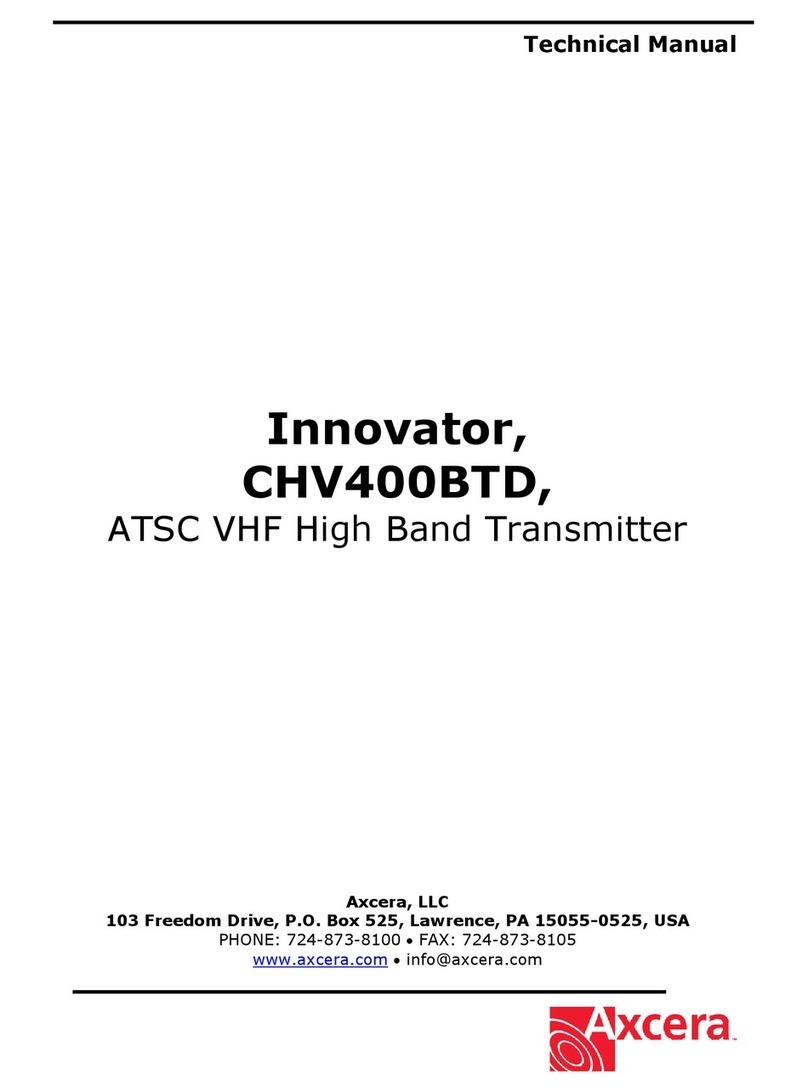 Axcera CHV400BTD User manual Axcera CHV400BTD User manual