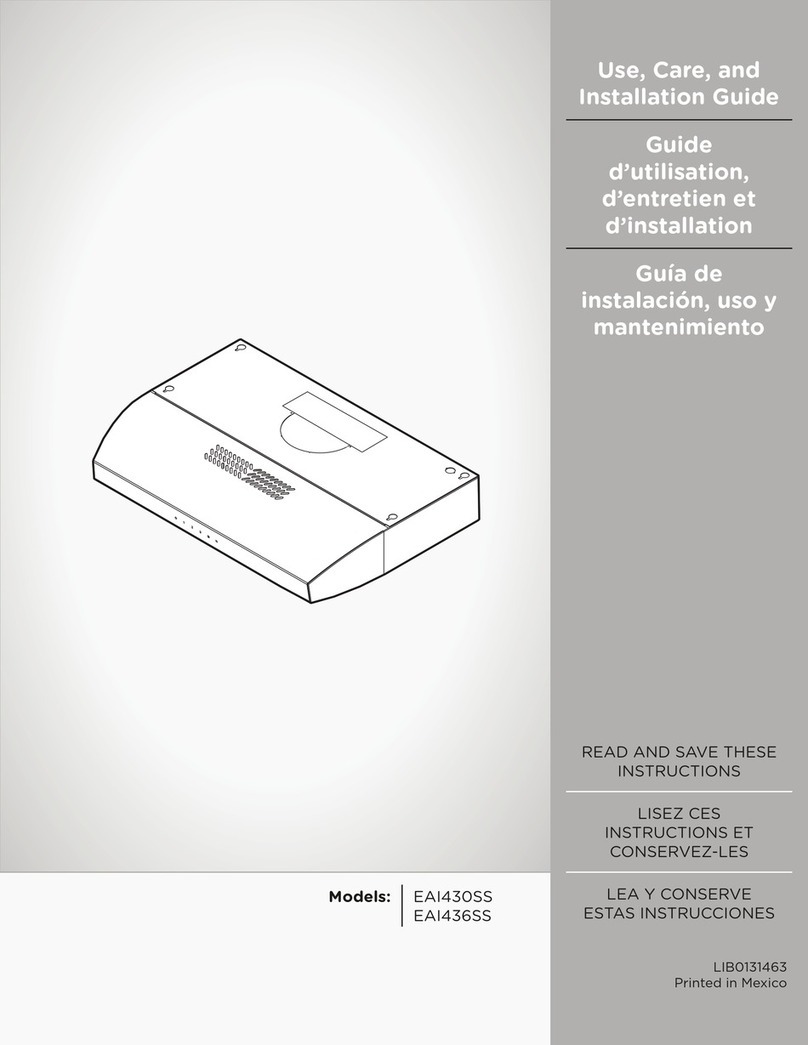 ELICA ARIA EAI430SS Use, care and installation guide