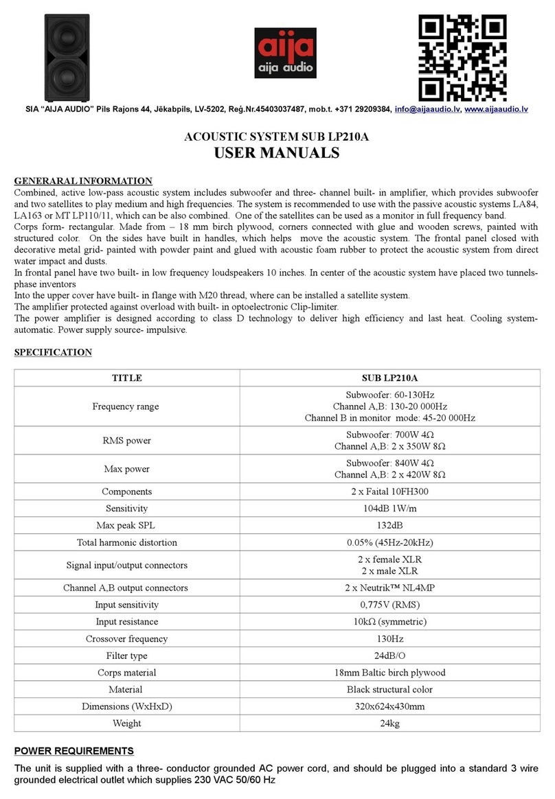 aija audio SUB LP210A user manual