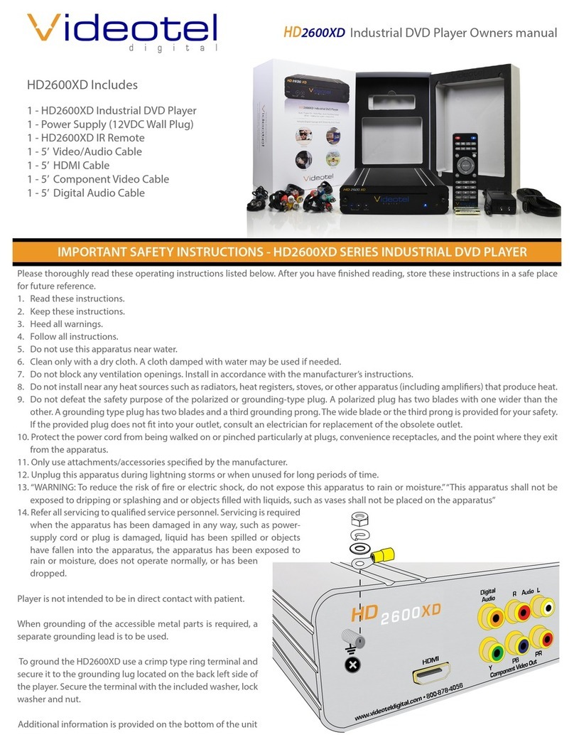 Videotel HD2600XD owner's manual