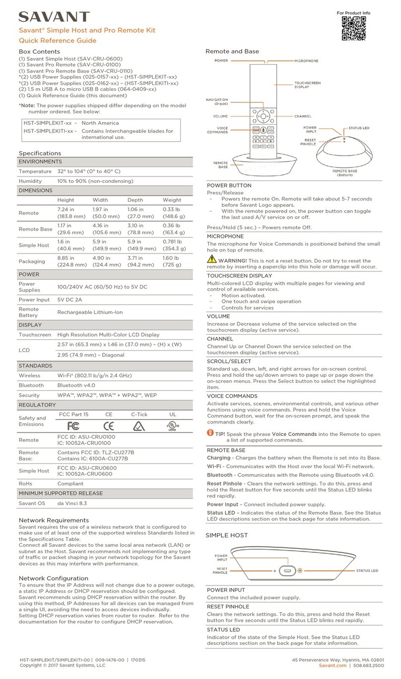 Savant SAV-CRU-0600 Quick reference guide