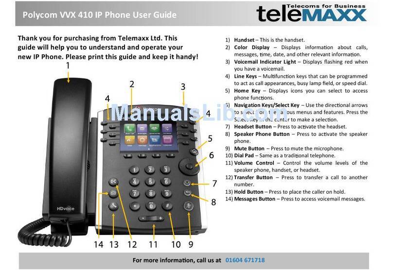 Telemaxx Polycom VVX 410 user guide
