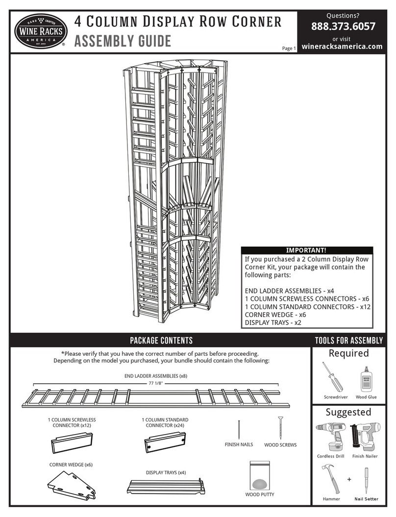 Wine racks America 4 Column Display RowCorner Kit User manual Wine racks America 4 Column Display RowCorner Kit User manual