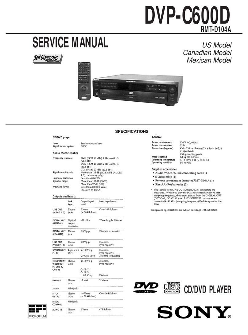 Sony DVP-C600D - 5 Disc Cd/dvd Player User manual