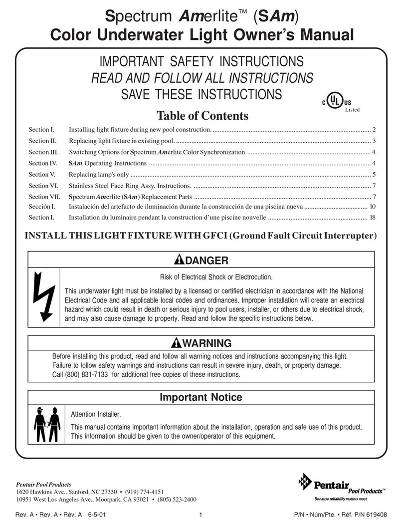 Pentair Pool Products Spectrum Amerlite owner's manual