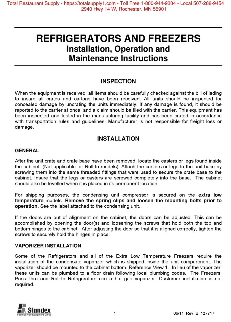 Standex NR241SSS/0R Installation, operation and maintenance instructions Standex NR241SSS/0R Installation, operation and maintenance instructions