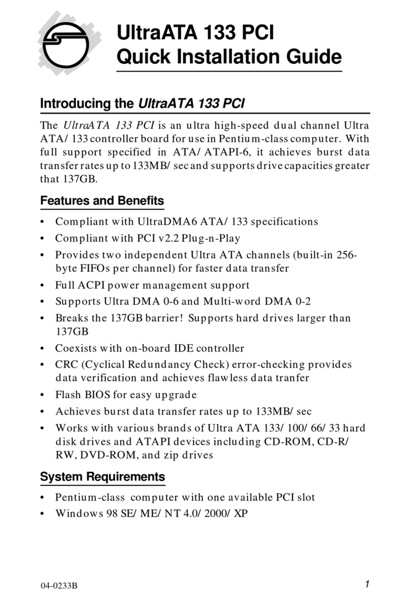 SIIG UltraATA 133 PCI User manual