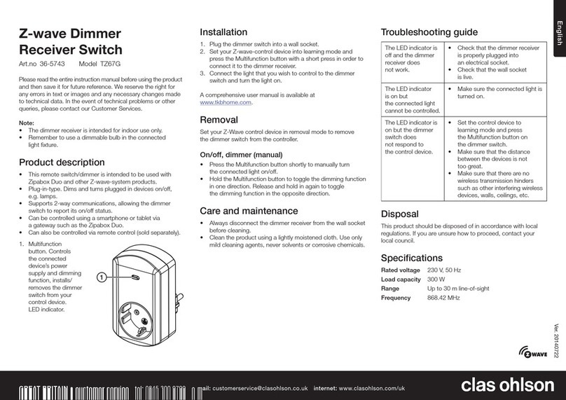 Z-Wave TZ67G User manual