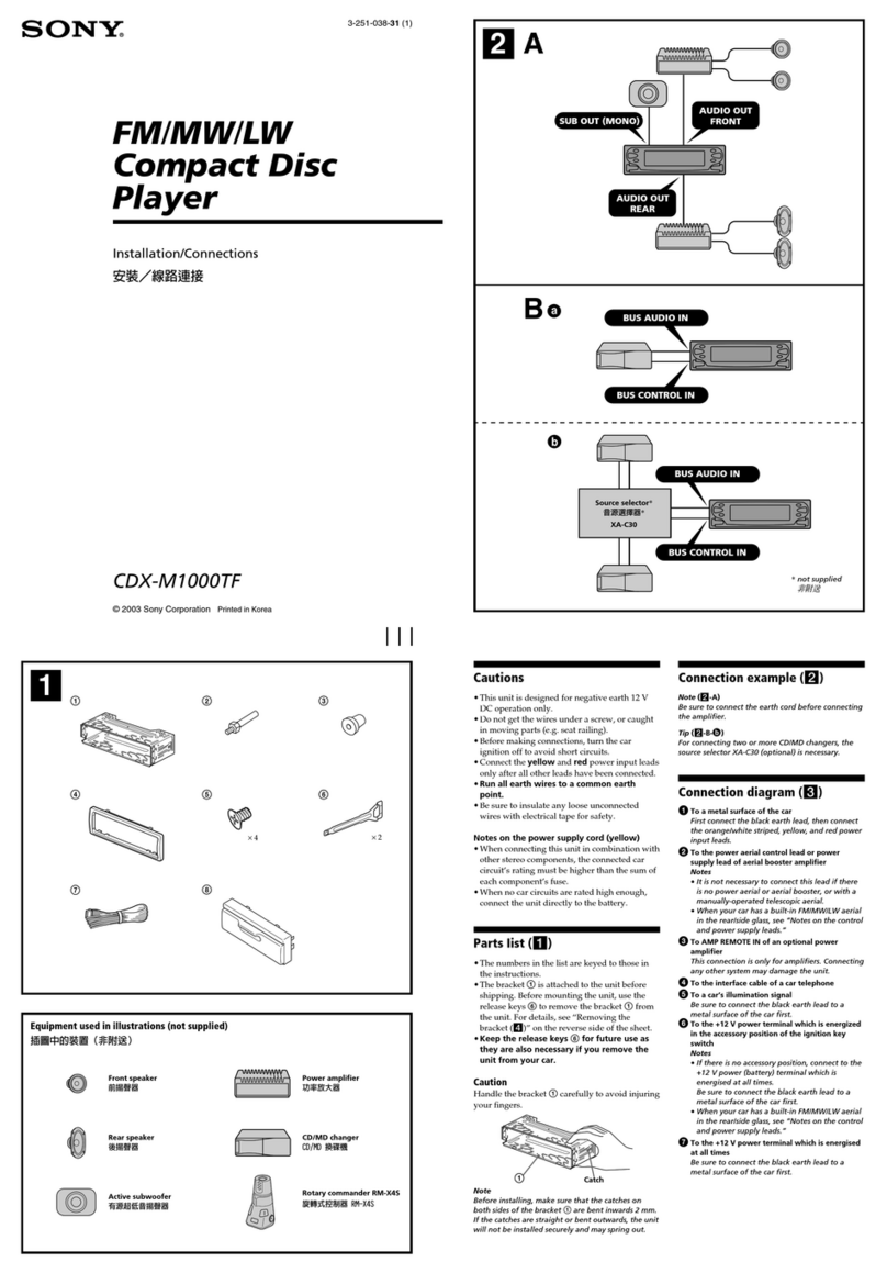 Sony CDX-M1000TF Installation/connections