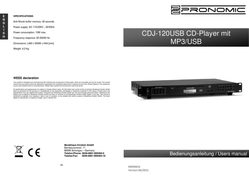 Pronomic CDJ-120USB User manual