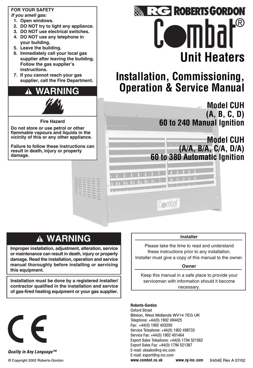 Roberts Gorden CUHA Installation, commissioning, operation & service manual Roberts Gorden CUHA Installation, commissioning, operation & service manual