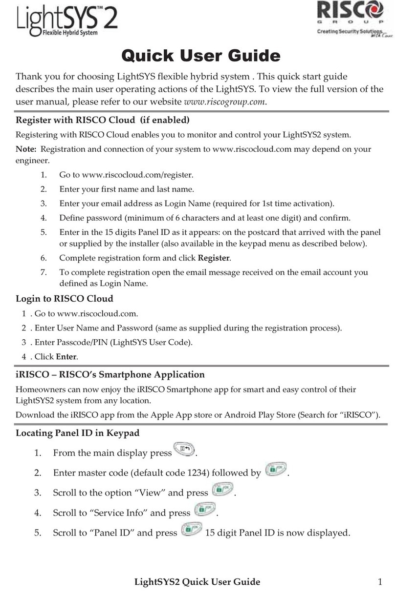 Risco LIGHT SYS 2 Instruction manual