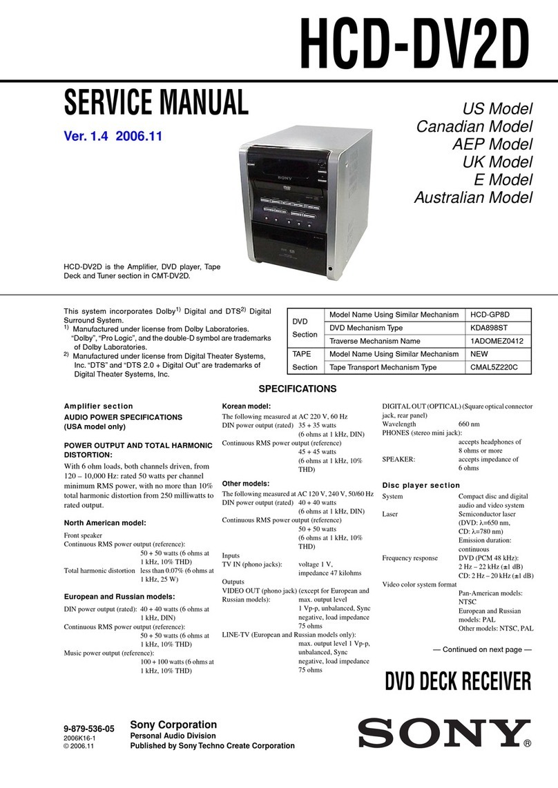 Sony HCD-DV2D - Dvd / Reciever Component User manual