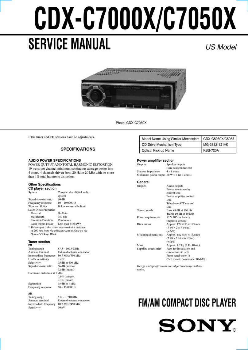 Sony CDX-C7000X - Fm/am Compact Disc Player User manual