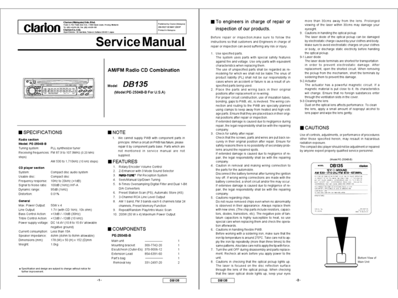 Clarion DB135 User manual