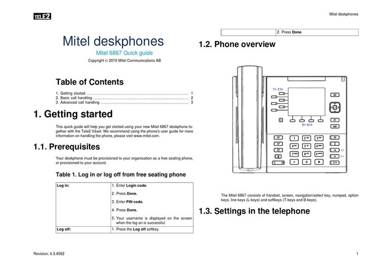 Mitel Deskphone 6867 quick guide Mitel Deskphone 6867 quick guide
