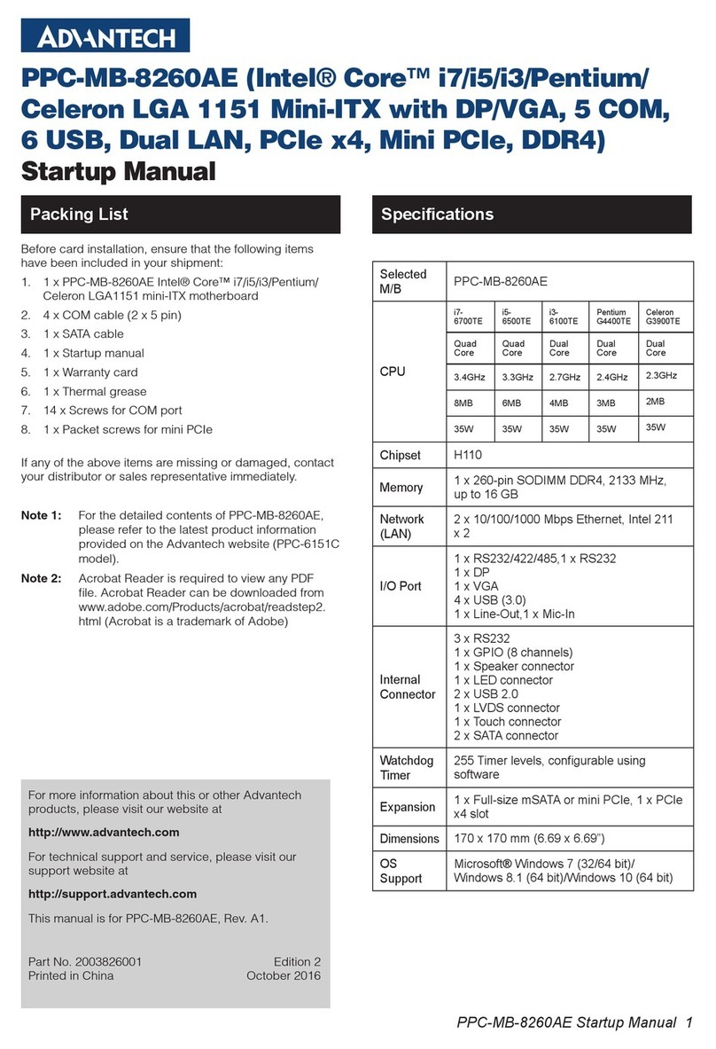 Advantech PPC-MB-8260AE Installation and operation manual