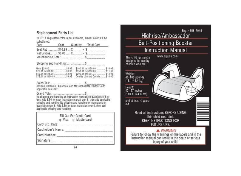 Dorel Juvenile Group Highrise/AmbassadorBelt-Positioning Booster instruction manual Dorel Juvenile Group Highrise/AmbassadorBelt-Positioning Booster instruction manual