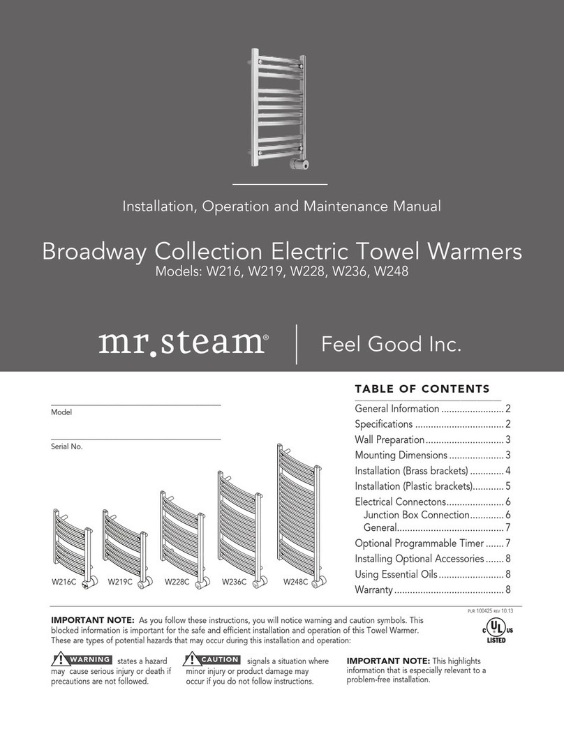 mr. steam W216 Installation, operation and maintenance manual