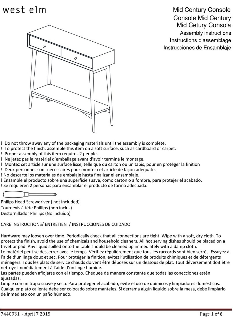 West Elm Mid-Century Console User manual