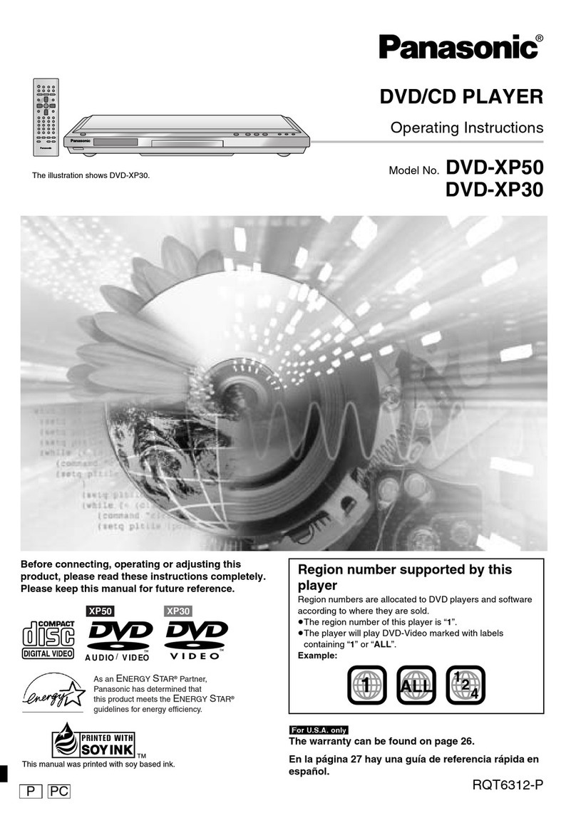 Panasonic DVDXP50 - DIG. VIDEO DISC PLAY User manual