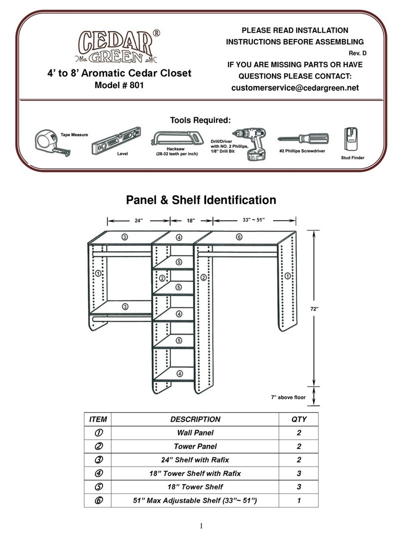 Cedar 801 installation instructions
