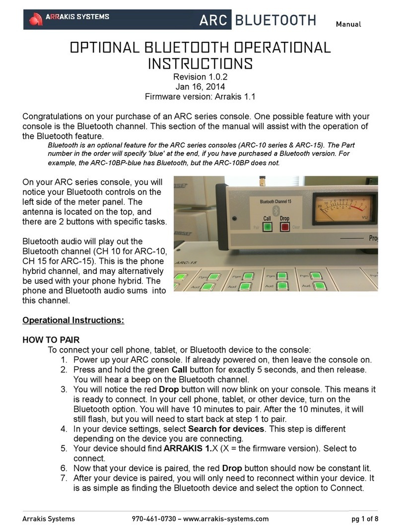 Arrakis Systems ARC BLUETOOTH Operational instructions