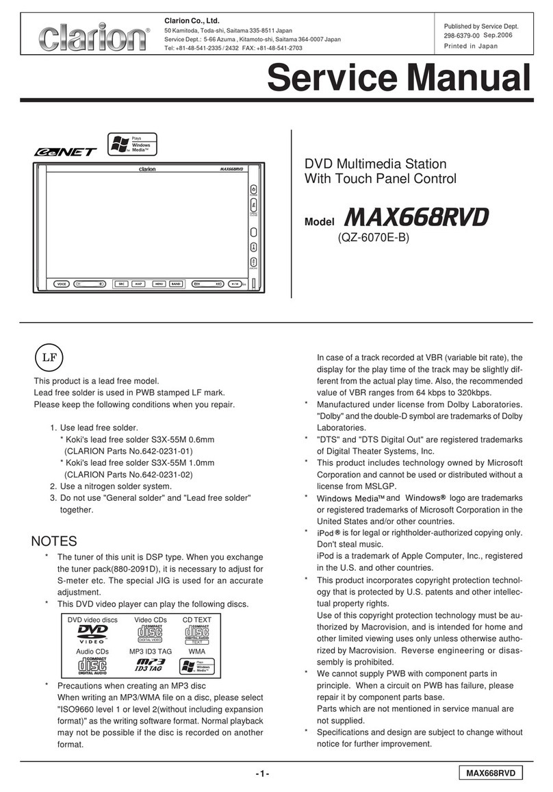 Clarion MAX668RVD User manual