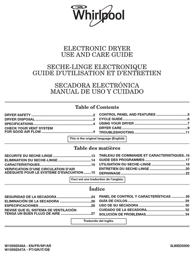 Whirlpool 3LWED5500 User manual