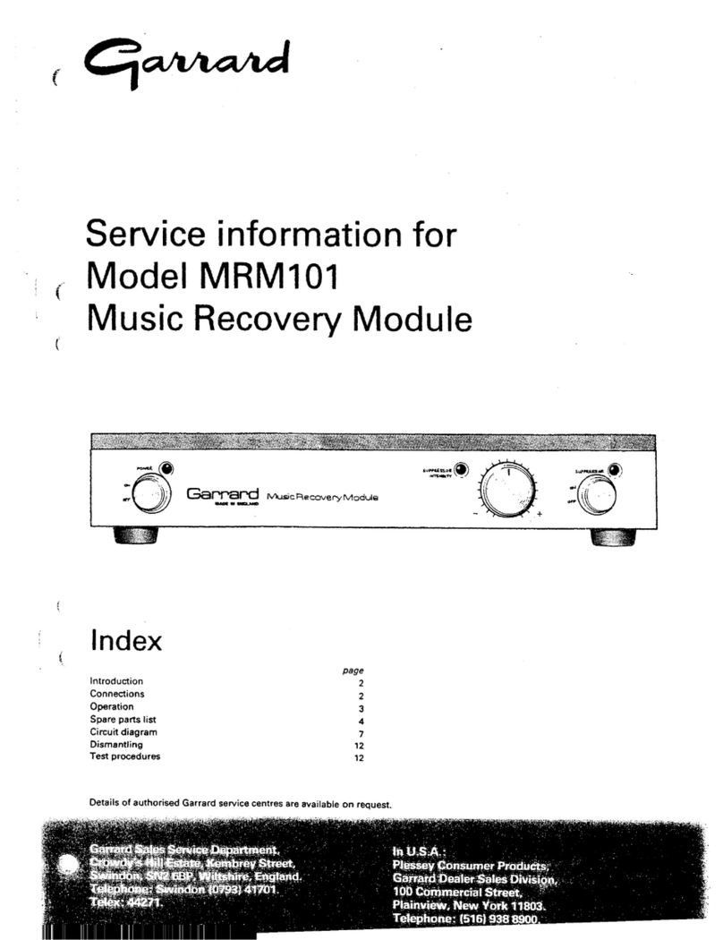 Garrard MRM101 Service information
