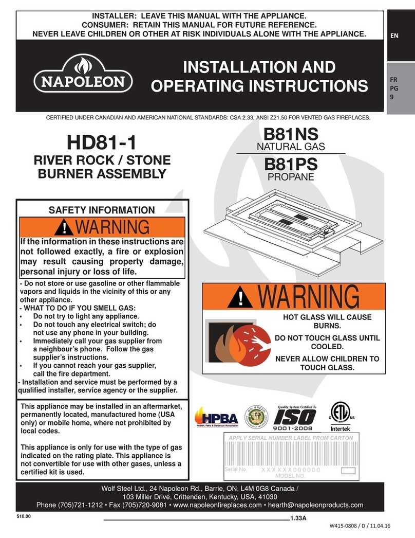 Napoleon B81NS Installation and operating instructions Napoleon B81NS Installation and operating instructions