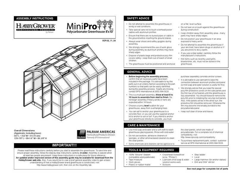 Palram MiniPro Assembly instructions