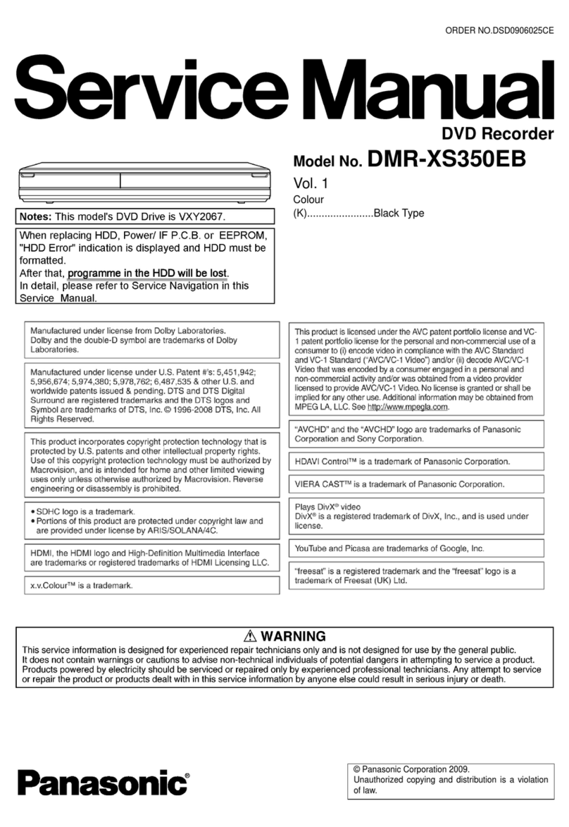 Panasonic DIGA DMR-XS350EB User manual Panasonic DIGA DMR-XS350EB User manual