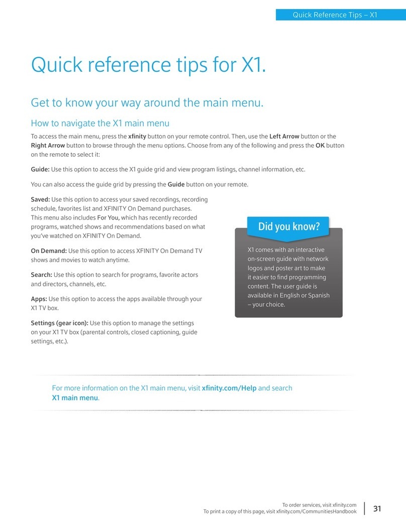 Comcast xfinity X1 Quick reference tips