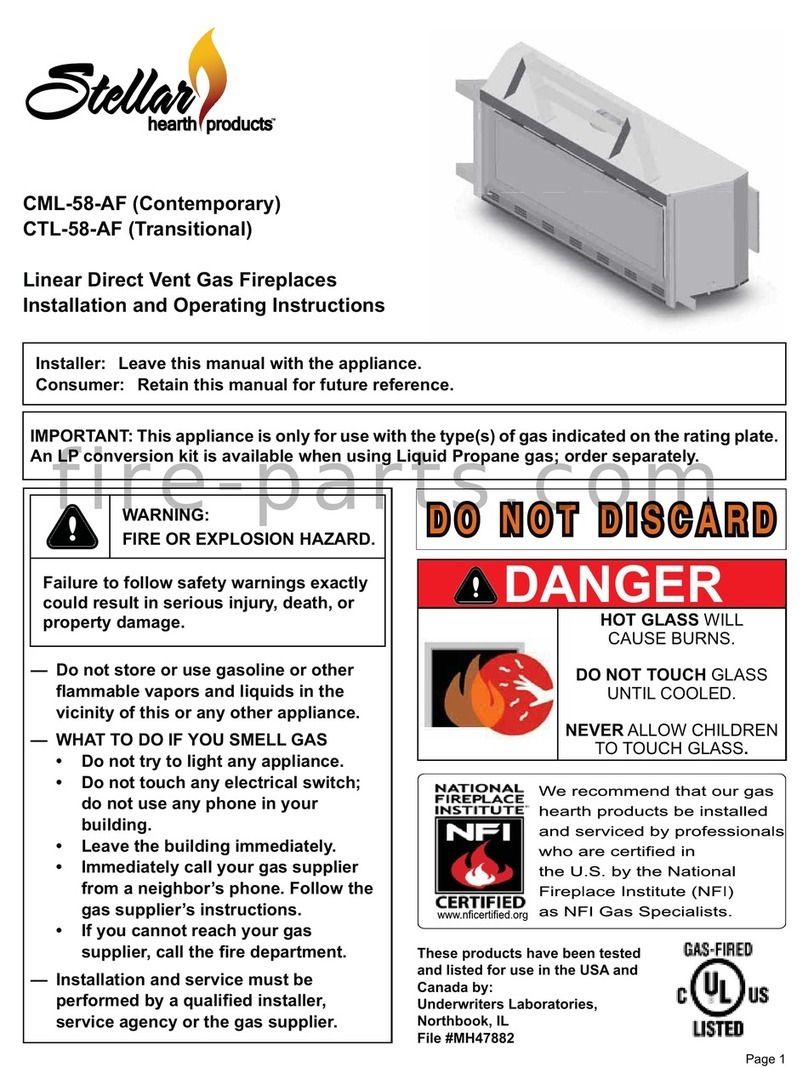 Stellar Hearth CTL-58-AF Installation and operating instructions