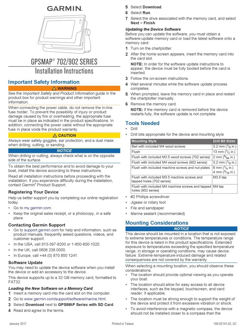 Garmin GPSMAP 702 series installation instructions