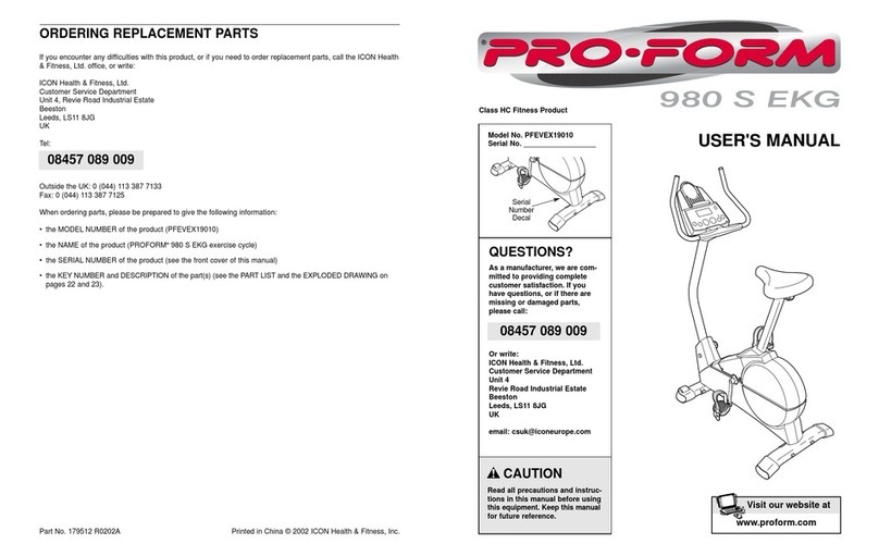Pro-Form 980 S EKG PFEVEX19010 User manual