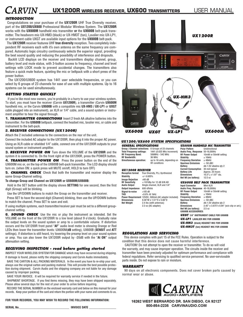 CARVIN UX1200R user manual